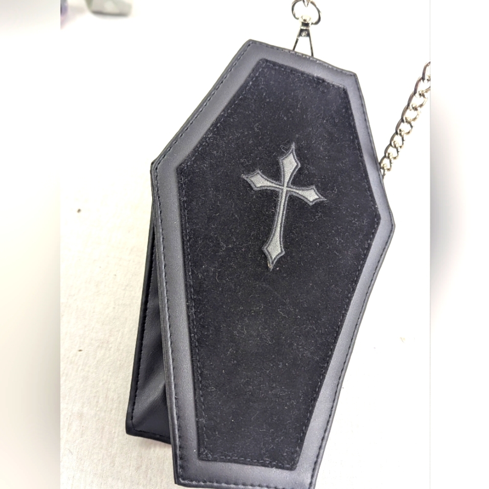 Goth Coffin Crossbody Bag Vampire Halloween Edgy Black